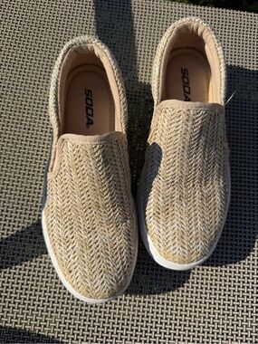 Soda Woven Slip-On Sneakers in Natural Tan